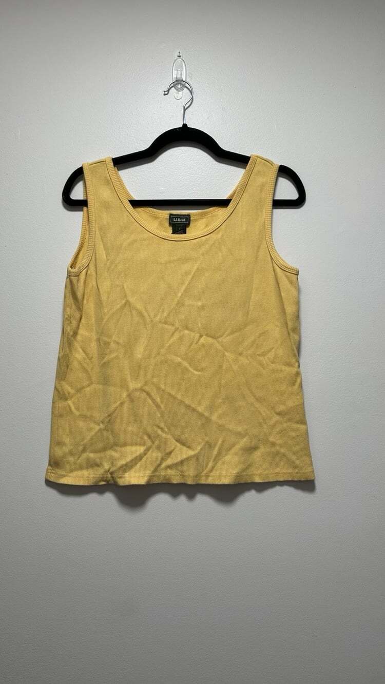 L.L. Bean Women's Yellow Tank Top Vintage 100% Cotton Made In Canada Size L